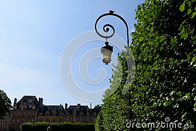 Old urban lantern Vosges Square Editorial Stock Photo