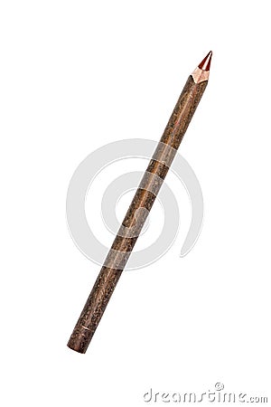 Old used brown crayon pencil Stock Photo