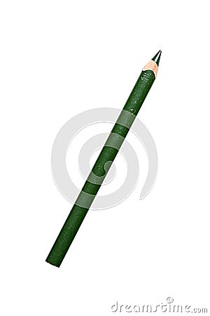 Old used green crayon pencil Stock Photo