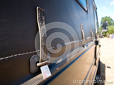 Old used lorry tilt. Stock Photo