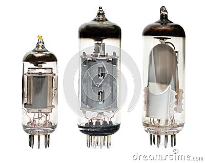 Old vacuum radio tubes Stock Photo