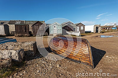 Old varnished wooden boat Portland Stock Photo