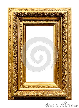 old vertical carved very wide gold wooden picture Stock Photo