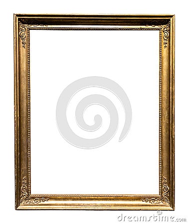old vertical narrow rococo bronze picture frame Stock Photo