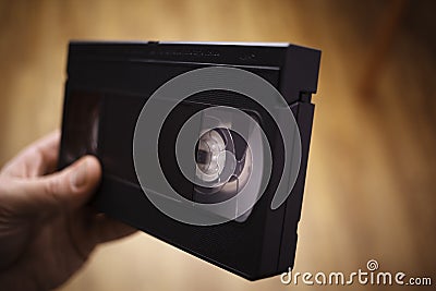 Old VHS on the hand Stock Photo