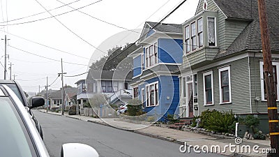 Old victorian style houses, historic Monterey, California. Colonial architecture Editorial Stock Photo