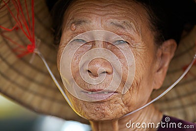 Old Vietnamese Woman Closeup Editorial Stock Photo