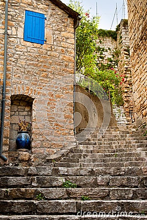 Old Village Street Steps Stock Photo