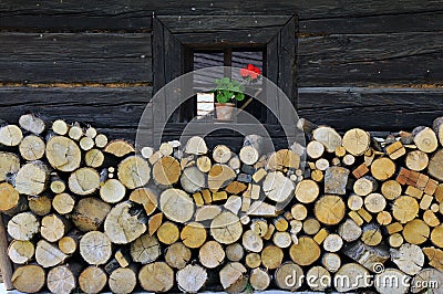 Old village window flower Stock Photo