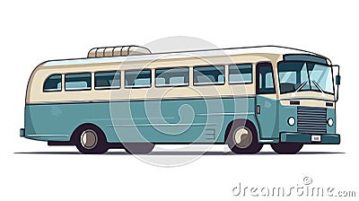 Old vintage american bus vector illustration. Retro passenger vehicle Vector Illustration