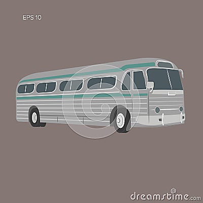 Old vintage american bus vector illustration. Retro passenger vehicle Vector Illustration