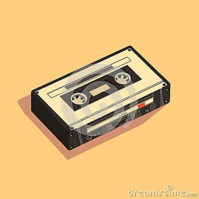 Old vintage audio cassette tape. Front, top view Stock Photo