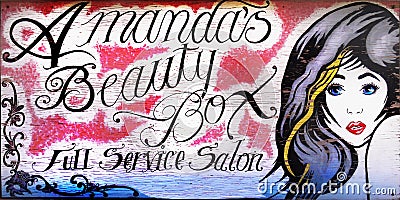 Old Vintage Beauty Salon Wall Mural Editorial Stock Photo