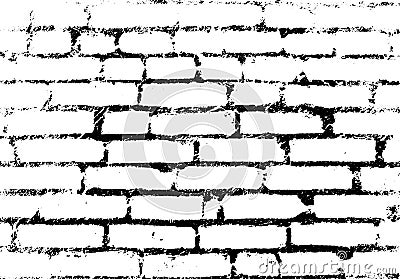 Old vintage brick wall. Background, pattern black and white. Vector Vector Illustration