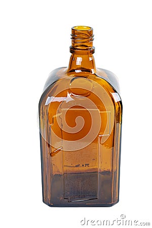 Old vintage brown bottle on white background Stock Photo