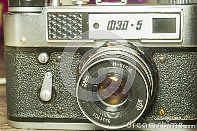 Old vintage camera Fet-5 Editorial Stock Photo