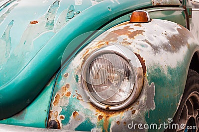 Old vintage car bumper close up. Retro auto. Editorial Stock Photo