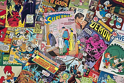 Old Vintage Cartoon Comic Books Editorial Stock Photo