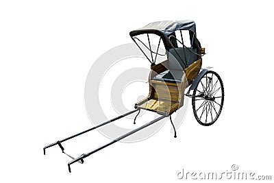 old vintage chinese hand pulled rickshaw isolated on white background Stock Photo