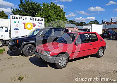 Old vintage classic small compact car Peugeot 205 parked Editorial Stock Photo