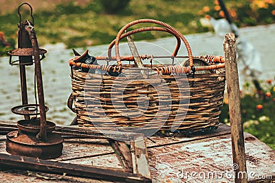 Old vintage details and things. The stylized photo. Retro agriculture. Stock Photo