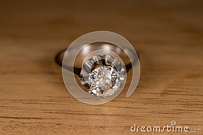 Old vintage diamond ring detail close up Stock Photo
