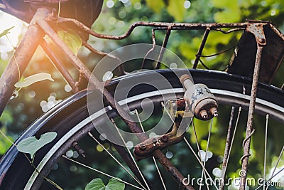 Old and vintage dynamo lighting for bicycle Stock Photo