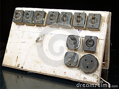 Old vintage electric switch Stock Photo