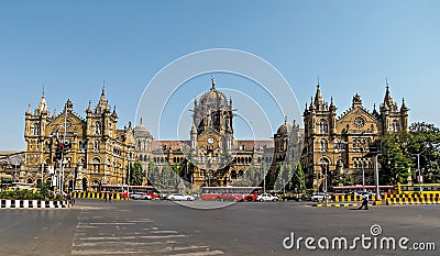 Heritage building of Victoria Terminus Railway station - CSMT. Editorial Stock Photo