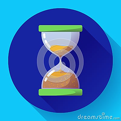 Old vintage hourglass icon flat vector - time symbol Vector Illustration