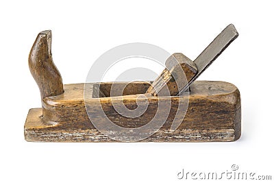 Old vintage jack plane eaten by woodworm. Stock Photo