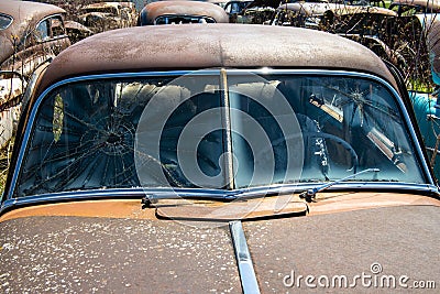 Old Vintage Junk yard Car, Rust Stock Photo