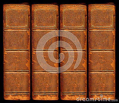 Old vintage leather book spines Stock Photo