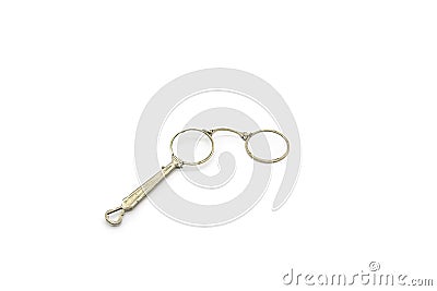 Old vintage lorgnette from the middle of the nineteenth century on the white background Stock Photo