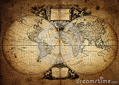 Old vintage map. Pirate and nautical theme grunge background. Stock Photo