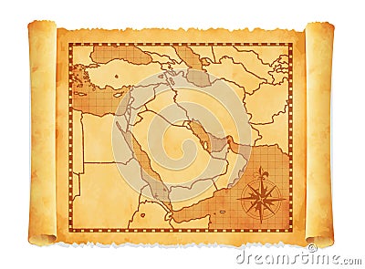 Old vintage middle east ( western asia ) map vector illustration Vector Illustration