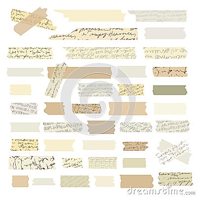 Old Vintage Mini Washi Tape Strips Vector Illustration