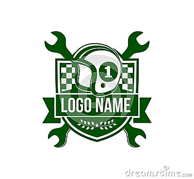 old vintage motor sport badge emblem vector logo design Stock Photo
