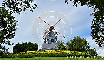 Old vintage Netherlander Wind turbine Stock Photo