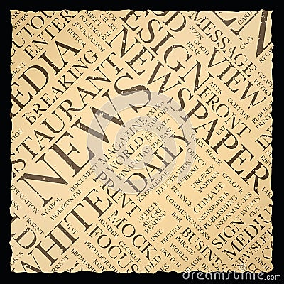 Old vintage newspaper vector background texture word cloud Stock Photo
