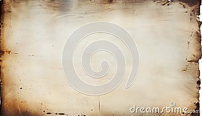 Old vintage paper with burned edges stains and scratches creating a textured and nostalgic background, burnt paper texture image Stock Photo