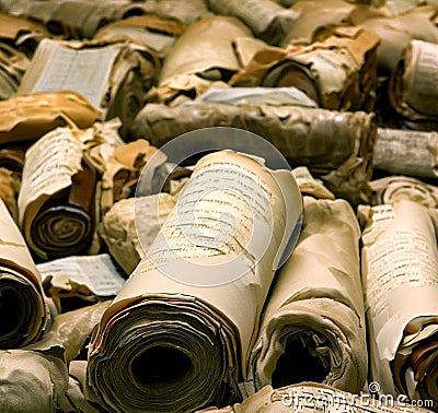 Old paper scrolls Stock Photo