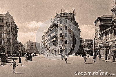 Old vintage photo of Gold Mohur Buildings Princess Street Mumbai Editorial Stock Photo