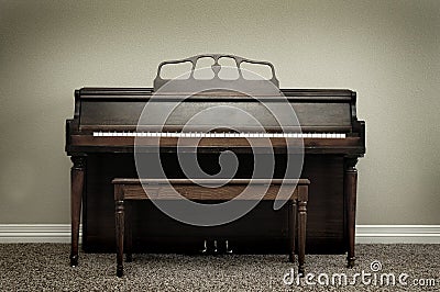 Old Vintage Piano in Home Stock Photo