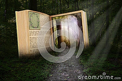 Surreal Reading Book, Read Story Stock Photo