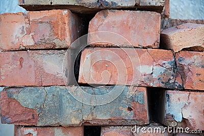 Old vintage red brick detailed texture Stock Photo