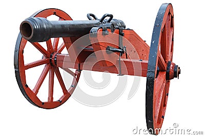 old vintage red gunpowder post-medieval artillery cannon Stock Photo