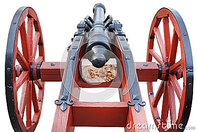 old vintage red gunpowder post-medieval artillery cannon Stock Photo