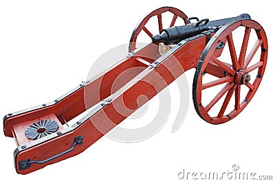 old vintage red gunpowder post-medieval artillery cannon Stock Photo