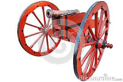 old vintage red gunpowder post-medieval artillery cannon Stock Photo